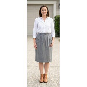 VTG Country Suburbans Size 6 Grey Midi Pencil Skirt ILGWU Waist Pockets 70s 80s